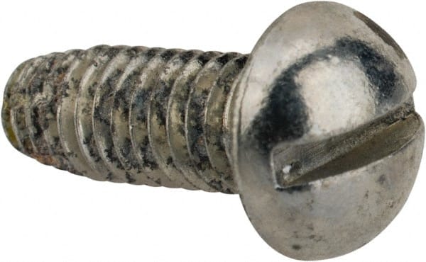 Value Collection - #10-32 UNF Thread, 1/2" Length Under Head, #2 Slotted/Phillips Drive Steel Thread Cutting Screw - Round Head, Grade 1016-1024, Point Type F, Zinc-Plated Finish - Exact Tooling