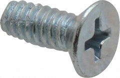 Value Collection - #10-24 UNC Thread, 1/2" OAL, Phillips Drive Steel Thread Cutting Screw - Flat Head, Grade 2, Point Type F, Zinc-Plated Finish - Exact Tooling