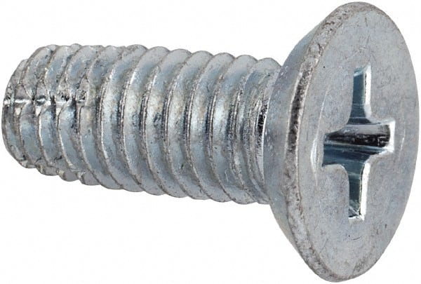 Value Collection - #10-32 UNF Thread, 1/2" OAL, Phillips Drive Steel Thread Cutting Screw - Flat Head, Grade 2, Point Type F, Zinc-Plated Finish - Exact Tooling