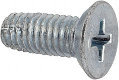Value Collection - #10-32 UNF Thread, 1/2" OAL, Phillips Drive Steel Thread Cutting Screw - Flat Head, Grade 2, Point Type F, Zinc-Plated Finish - Exact Tooling