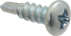 Value Collection - #6, Pan Head, Phillips Drive, 1/2" Length Under Head, #2 Point, Self Drilling Screw - Steel, Zinc-Plated Finish - Exact Tooling
