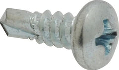 Value Collection - #8, Pan Head, Phillips Drive, 1/2" Length Under Head, #2 Point, Self Drilling Screw - Steel, Zinc-Plated Finish - Exact Tooling