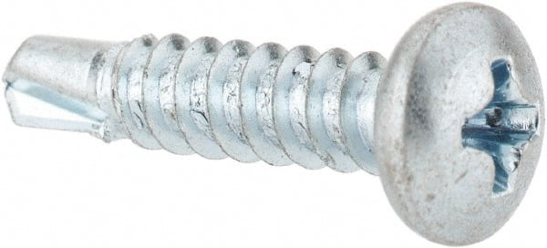Value Collection - #8, Pan Head, Phillips Drive, 3/4" Length Under Head, #2 Point, Self Drilling Screw - Steel, Zinc-Plated Finish - Exact Tooling