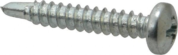 Value Collection - #8, Pan Head, Phillips Drive, 1" Length Under Head, #2 Point, Self Drilling Screw - Steel, Zinc-Plated Finish - Exact Tooling
