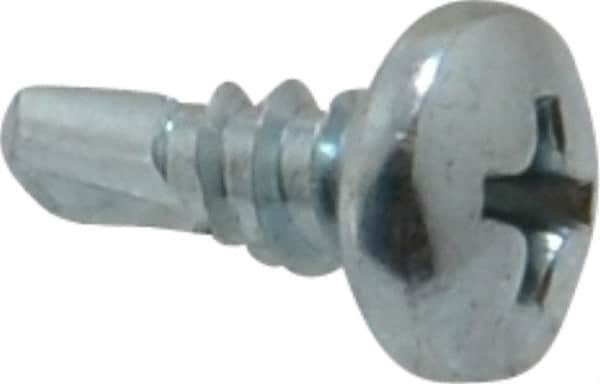 Value Collection - #10, Pan Head, Phillips Drive, 1/2" Length Under Head, #2 Point, Self Drilling Screw - Steel, Zinc-Plated Finish - Exact Tooling