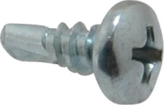 Value Collection - #10, Pan Head, Phillips Drive, 1/2" Length Under Head, #2 Point, Self Drilling Screw - Steel, Zinc-Plated Finish - Exact Tooling
