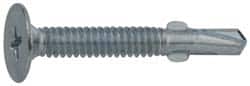 Value Collection - #10, Wafer Head, Phillips Drive, 1-7/16" Length Under Head, #2 Point, Self Drilling Screw - Steel, Zinc-Plated Finish - Exact Tooling