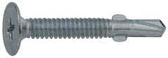 Value Collection - #10, Wafer Head, Phillips Drive, 1-7/16" Length Under Head, #2 Point, Self Drilling Screw - Steel, Zinc-Plated Finish - Exact Tooling