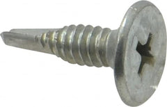 Value Collection - #10, Wafer Head, Phillips Drive, 3/4" Length Under Head, #2 Point, Self Drilling Screw - Steel, Zinc-Plated Finish - Exact Tooling