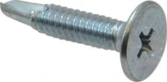 Value Collection - #10, Wafer Head, Phillips Drive, 1" Length Under Head, #2 Point, Self Drilling Screw - Steel, Zinc-Plated Finish - Exact Tooling