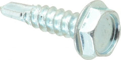 Value Collection - #10, Hex Washer Head, Hex Drive, 3/4" Length Under Head, #3 Point, Self Drilling Screw - Steel, Zinc-Plated Finish - Exact Tooling