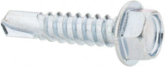 Value Collection - #12, Hex Washer Head, Hex Drive, 1" Length Under Head, #3 Point, Self Drilling Screw - Steel, Zinc-Plated Finish - Exact Tooling