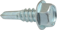 Value Collection - 1/4", Hex Washer Head, Hex Drive, 3/4" Length Under Head, #3 Point, Self Drilling Screw - Steel, Zinc-Plated Finish - Exact Tooling