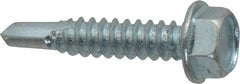 Value Collection - 1/4", Hex Washer Head, Hex Drive, 1-1/4" Length Under Head, #3 Point, Self Drilling Screw - Steel, Zinc-Plated Finish - Exact Tooling