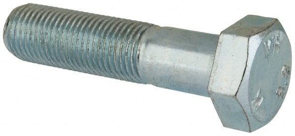 Value Collection - M12x1.25mm Metric Fine, 50mm Length Under Head Hex Head Cap Screw - Partially Threaded, Grade 8.8 Steel, Zinc-Plated Finish, 19mm Hex - Exact Tooling