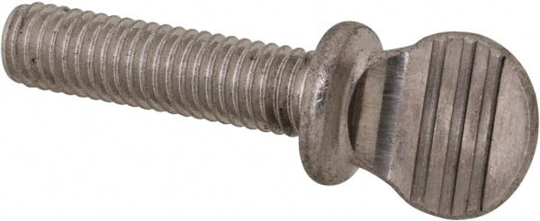 Value Collection - #10-32 Oval Shoulder Grade 18-8 Stainless Steel Thumb Screw - 3/4" OAL, 0.48" Head Height - Exact Tooling