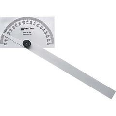 TESA Brown & Sharpe - 6 Inch Long Blade, 180° Max Measurement, 1° Dial Graduation, Rectangular Head Protractor - 0 to 180 Dial Range - Exact Tooling