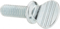 Value Collection - #10-32 Oval Shoulder Grade 2 Steel Thumb Screw - 1/2" OAL, Zinc-Plated Finish - Exact Tooling
