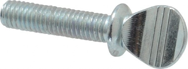 Value Collection - #10-32 Oval Shoulder Grade 2 Steel Thumb Screw - 3/4" OAL, Zinc-Plated Finish - Exact Tooling