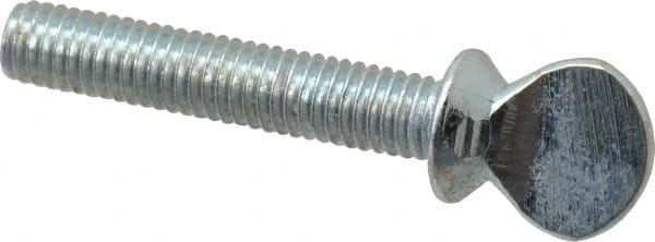 Value Collection - #10-32 Oval Shoulder Grade 2 Steel Thumb Screw - 1" OAL, Zinc-Plated Finish - Exact Tooling
