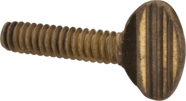 Value Collection - #10-24 Oval Shoulderless Brass Thumb Screw - 3/4" OAL, 0.48" Head Height - Exact Tooling