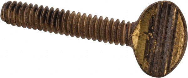 Value Collection - #10-24 Oval Shoulderless Brass Thumb Screw - 1" OAL, 0.48" Head Height - Exact Tooling