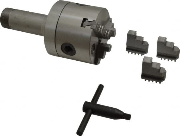 Made in USA - 3 Jaws, 3" Diam, Self Centering Manual Lathe Chuck - 5C Mount Spindle, 5/8" Through Hole Diam, Forged Steel - Exact Tooling