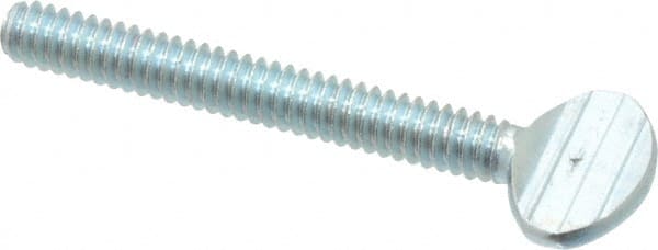 Value Collection - #10-24 Oval Shoulderless Grade 2 Steel Thumb Screw - 1-1/2" OAL, Zinc-Plated Finish - Exact Tooling