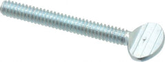 Value Collection - #10-24 Oval Shoulderless Grade 2 Steel Thumb Screw - 1-1/2" OAL, Zinc-Plated Finish - Exact Tooling