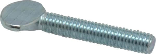 Value Collection - #10-32 Oval Shoulderless Grade 2 Steel Thumb Screw - 1" OAL, Zinc-Plated Finish - Exact Tooling