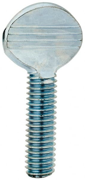 Value Collection - 3/8-16 Oval Shoulderless Grade 2 Steel Thumb Screw - 1-1/4" OAL, Zinc-Plated Finish - Exact Tooling