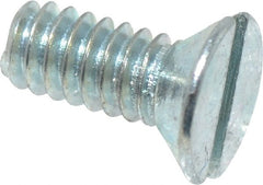 Value Collection - #3-48 UNC, 1/4" OAL Slotted Drive Machine Screw - Flat Head, Grade 2 Steel, Zinc-Plated Finish, Without Washer - Exact Tooling