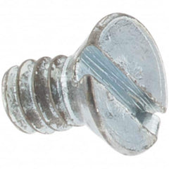 Value Collection - #4-40 UNC, 3/16" OAL Slotted Drive Machine Screw - Flat Head, Grade 2 Steel, Zinc-Plated Finish, Without Washer - Exact Tooling