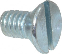 Value Collection - #8-32 UNC, 5/16" OAL Slotted Drive Machine Screw - Flat Head, Grade 2 Steel, Zinc-Plated Finish, Without Washer - Exact Tooling