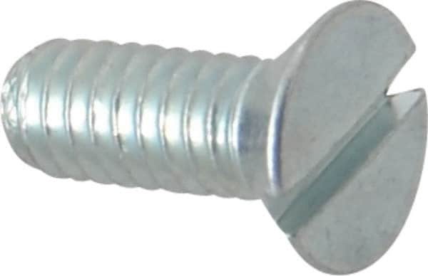 Value Collection - #8-32 UNC, 7/16" OAL Slotted Drive Machine Screw - Flat Head, Grade 2 Steel, Zinc-Plated Finish, Without Washer - Exact Tooling