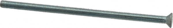 Value Collection - #10-32 UNF, 4" OAL Slotted Drive Machine Screw - Flat Head, Grade J82 Steel, Zinc-Plated Finish, Without Washer - Exact Tooling