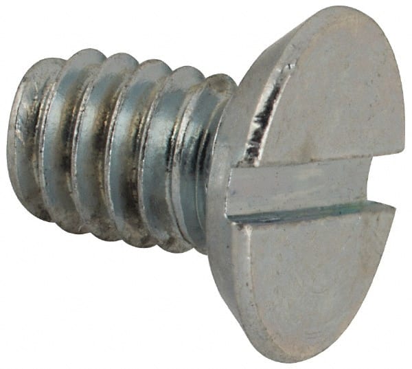 Value Collection - #12-24 UNC, 3/8" OAL Slotted Drive Machine Screw - Flat Head, Grade J82 Steel, Zinc-Plated Finish, Without Washer - Exact Tooling