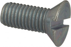 Value Collection - 1/4-28 UNF, 5/8" OAL Slotted Drive Machine Screw - Flat Head, Grade J82 Steel, Zinc-Plated Finish, Without Washer - Exact Tooling