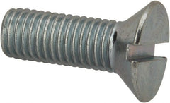 Value Collection - 1/4-28 UNF, 3/4" OAL Slotted Drive Machine Screw - Flat Head, Grade J82 Steel, Zinc-Plated Finish, Without Washer - Exact Tooling