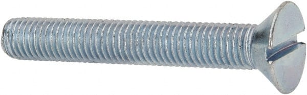 Value Collection - 1/4-28 UNF, 1-3/4" OAL Slotted Drive Machine Screw - Flat Head, Grade J82 Steel, Zinc-Plated Finish, Without Washer - Exact Tooling