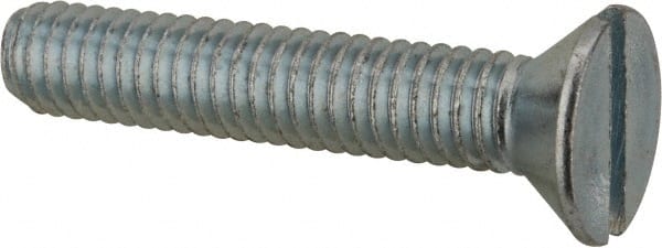 Value Collection - 5/16-18 UNC, 1-3/4" OAL Slotted Drive Machine Screw - Flat Head, Grade 2 Steel, Zinc-Plated Finish, Without Washer - Exact Tooling