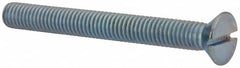 Value Collection - 3/8-16 UNC, 3-1/2" OAL Slotted Drive Machine Screw - Flat Head, Grade 2 Steel, Zinc-Plated Finish, Without Washer - Exact Tooling