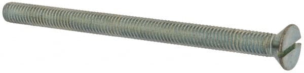 Value Collection - 3/8-16 UNC, 5-1/2" OAL Slotted Drive Machine Screw - Flat Head, Grade J82 Steel, Zinc-Plated Finish, Without Washer - Exact Tooling