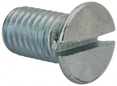 Value Collection - 1/2-13 UNC, 1" OAL Slotted Drive Machine Screw - Flat Head, Grade 2 Steel, Zinc-Plated Finish, Without Washer - Exact Tooling