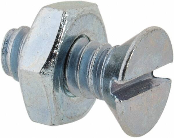 Value Collection - #10-24 UNC, 1/2" OAL Slotted Drive Machine Screw - Flat Head, Grade 2 Steel, Zinc-Plated Finish, Without Washer - Exact Tooling