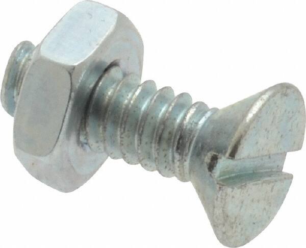 Value Collection - #10-24 UNC, 5/8" OAL Slotted Drive Machine Screw - Flat Head, Grade 2 Steel, Zinc-Plated Finish, Without Washer - Exact Tooling