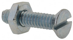 Value Collection - #10-24 UNC, 7/8" OAL Slotted Drive Machine Screw - Flat Head, Grade 2 Steel, Zinc-Plated Finish, Without Washer - Exact Tooling