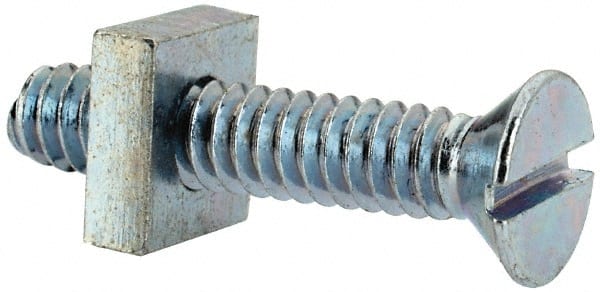 Value Collection - #10-24 UNC, 1" OAL Slotted Drive Machine Screw - Flat Head, Grade 2 Steel, Zinc-Plated Finish, Without Washer - Exact Tooling