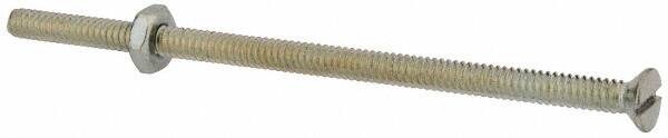 Value Collection - #10-24 UNC, 4" OAL Slotted Drive Machine Screw - Flat Head, Grade 2 Steel, Zinc-Plated Finish, Without Washer - Exact Tooling
