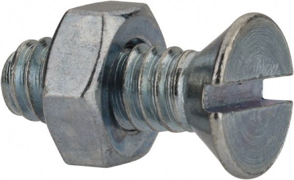 Value Collection - 1/4-20 UNC, 3/4" OAL Slotted Drive Machine Screw - Flat Head, Grade 2 Steel, Zinc-Plated Finish, Without Washer - Exact Tooling